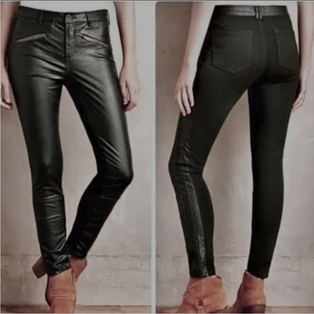 Pilcro black faux leather front pants -size 28